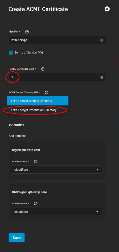 Generating Let's Encrypt Certificate for TrueNAS